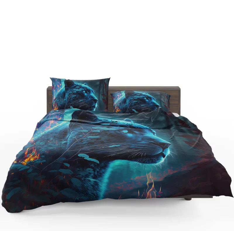 Blue Panther in Forest Bedding Set 1