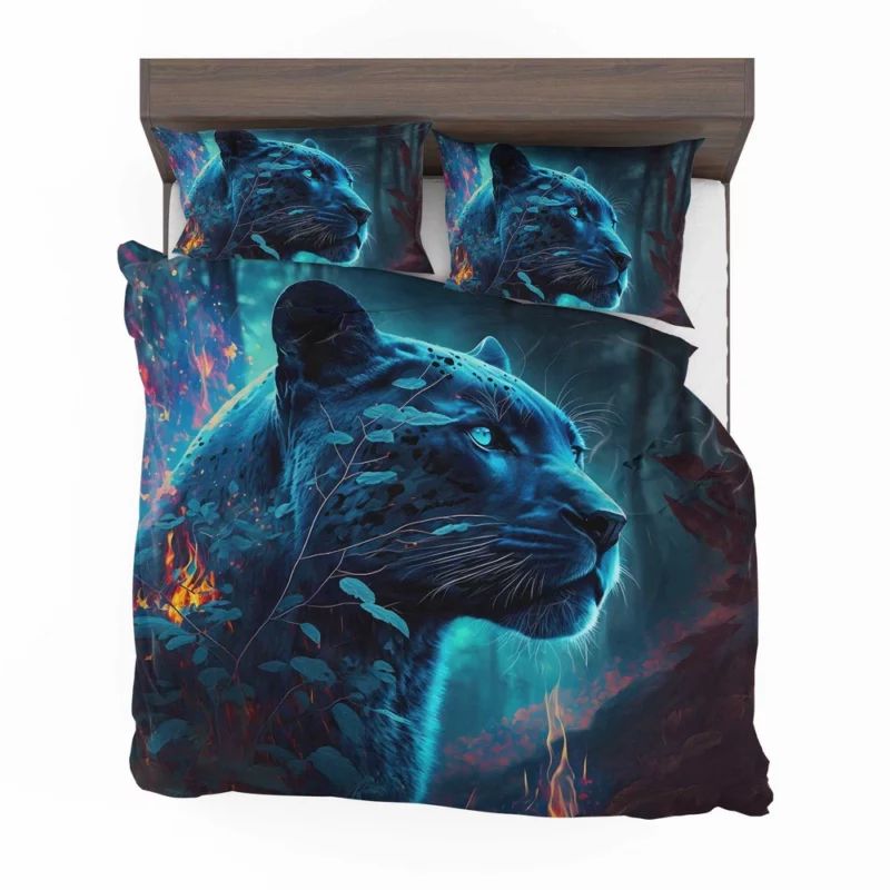 Blue Panther in Forest Bedding Set 2