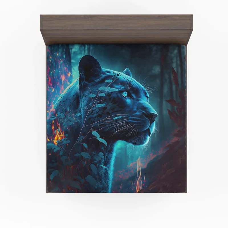 Blue Panther in Forest Fitted Sheet