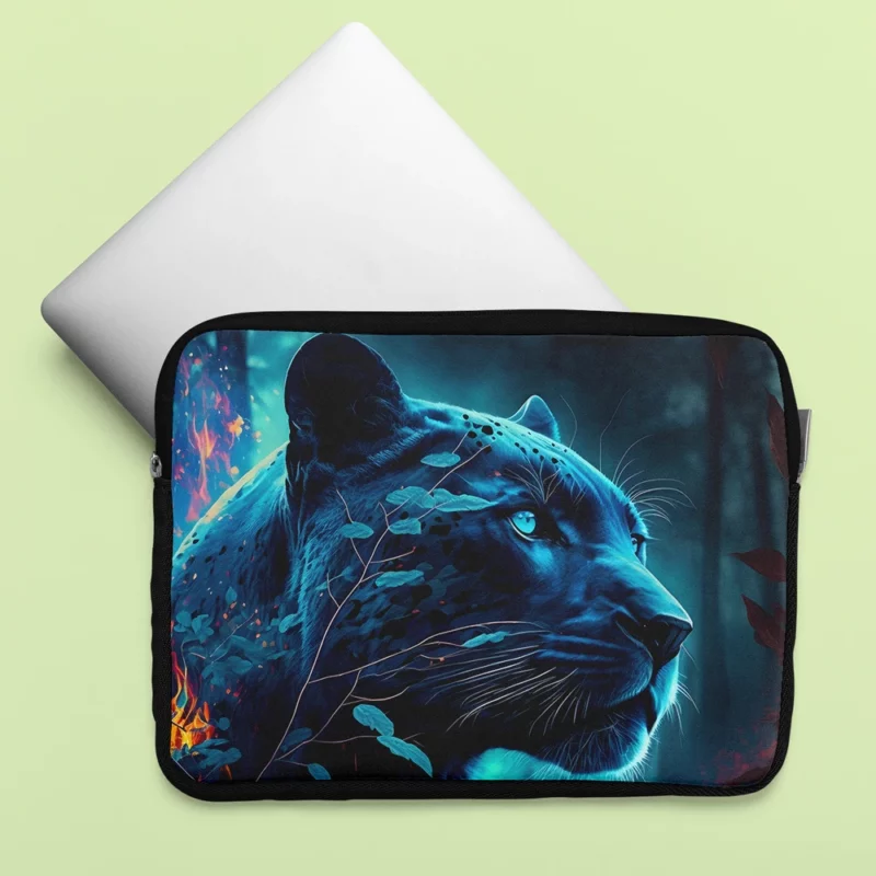 Blue Panther in Forest Laptop Sleeve