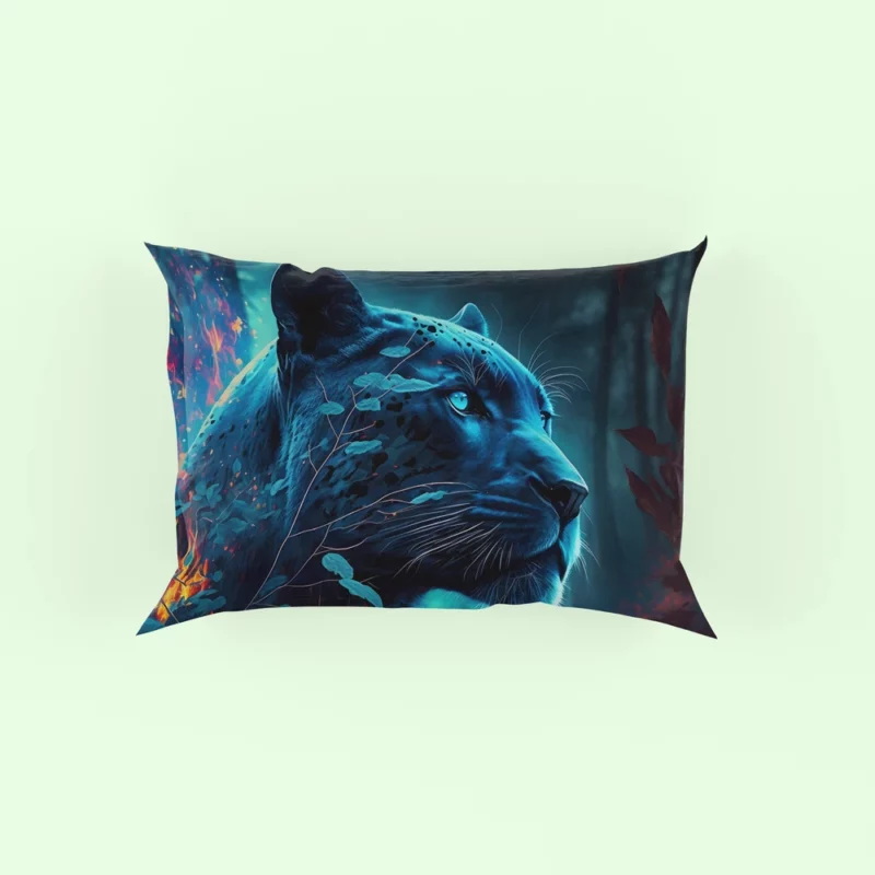 Blue Panther in Forest Pillow Case