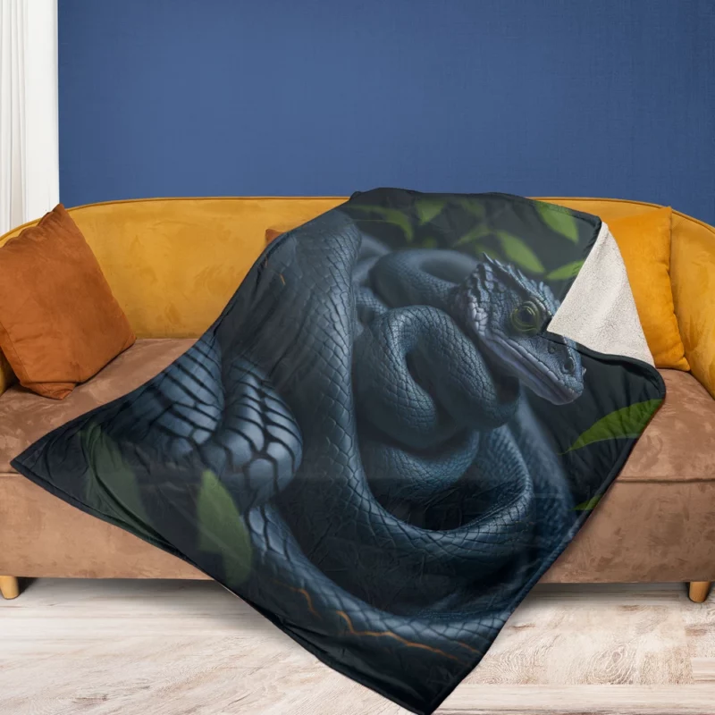 Blue Snake Artwork Fleece Blanket 1