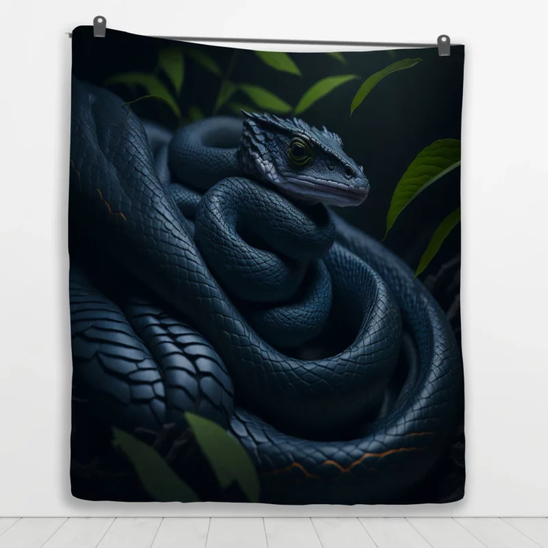 Blue Snake Artwork Quilt Blanket 1