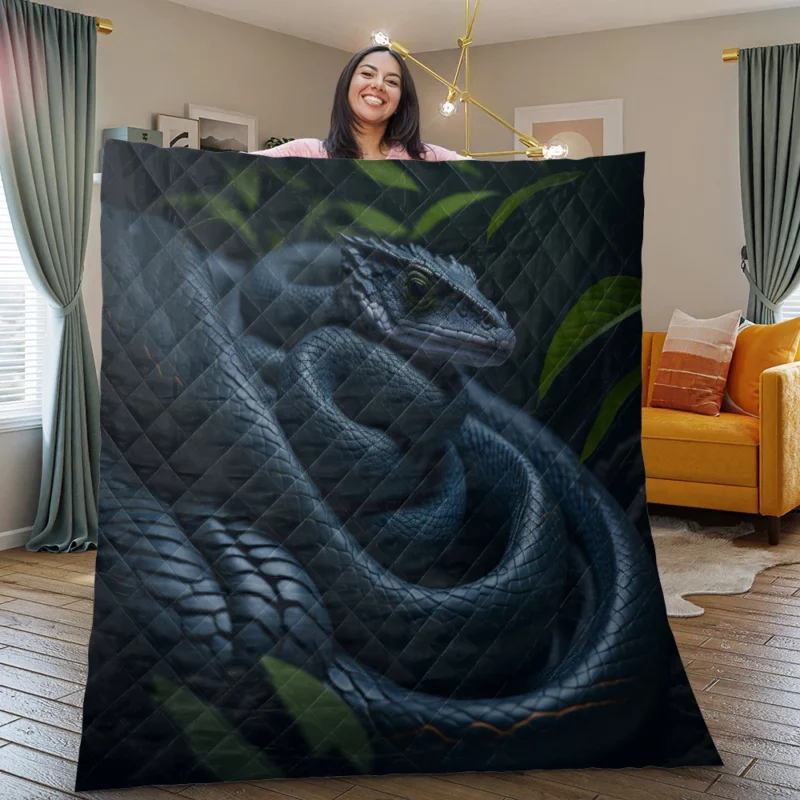 Blue Snake Artwork Quilt Blanket