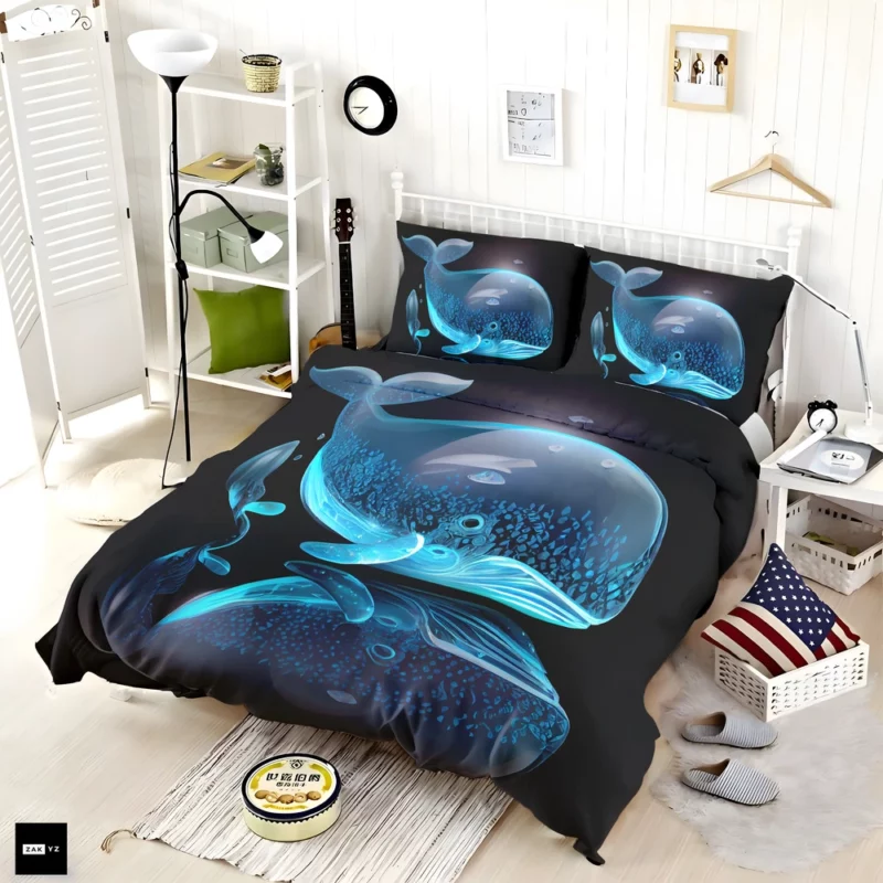 Blue Whale AI Artwork Bedding Set