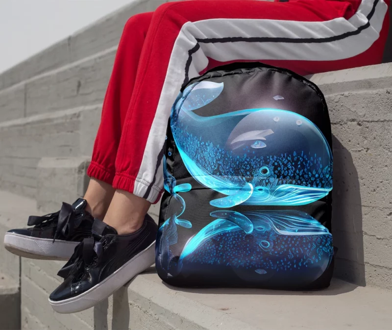 Blue Whale AI Artwork Minimalist Backpack 1