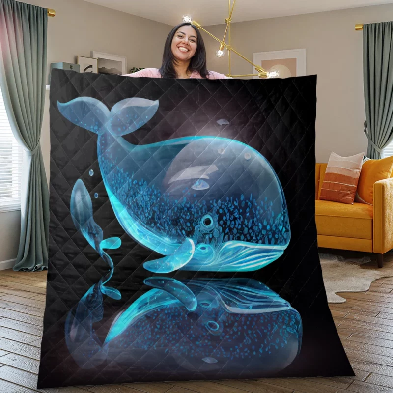 Blue Whale AI Artwork Quilt Blanket