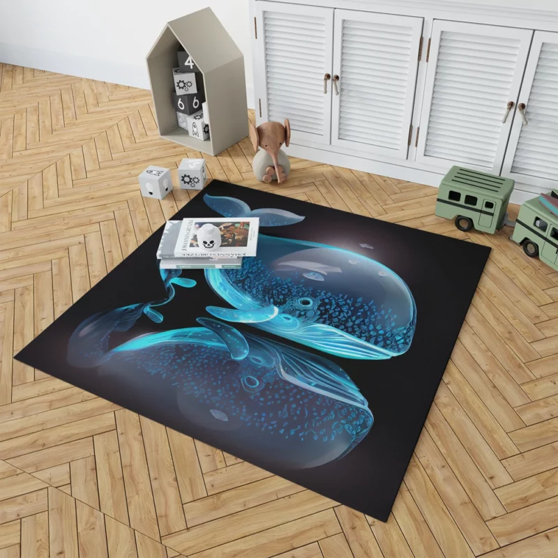 Blue Whale AI Artwork Rug 1