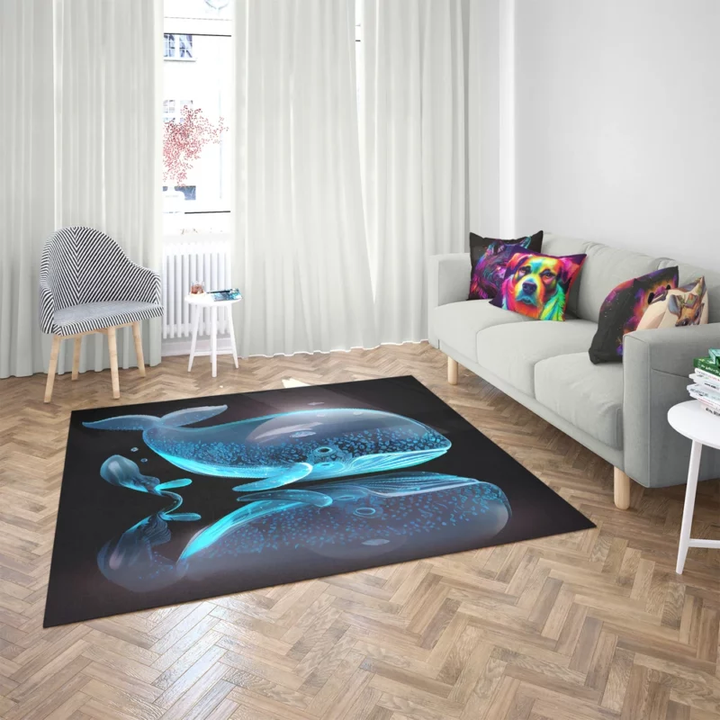 Blue Whale AI Artwork Rug 2