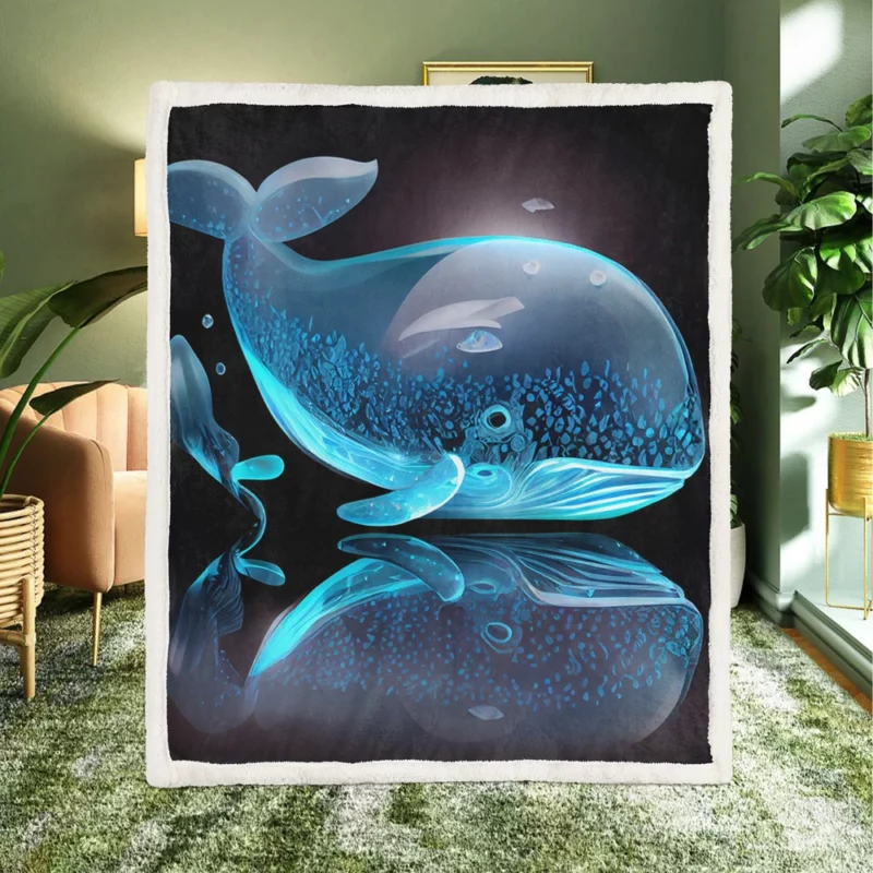 Blue Whale AI Artwork Sherpa Fleece Blanket