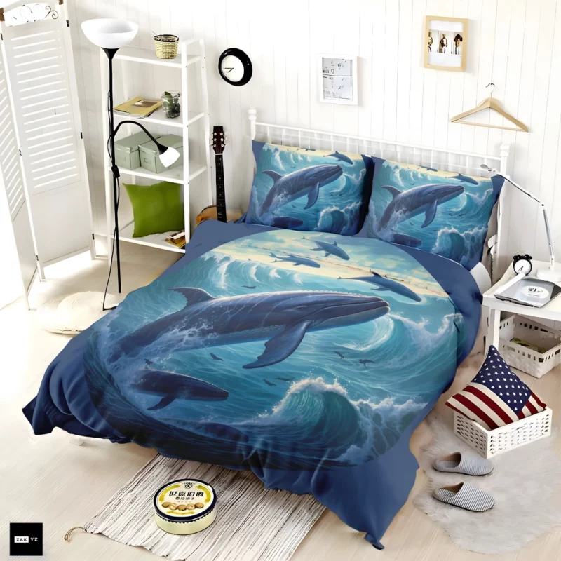 Blue Whale Painting Bedding Set