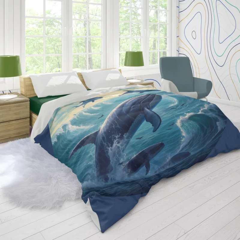 Blue Whale Painting Duvet Cover