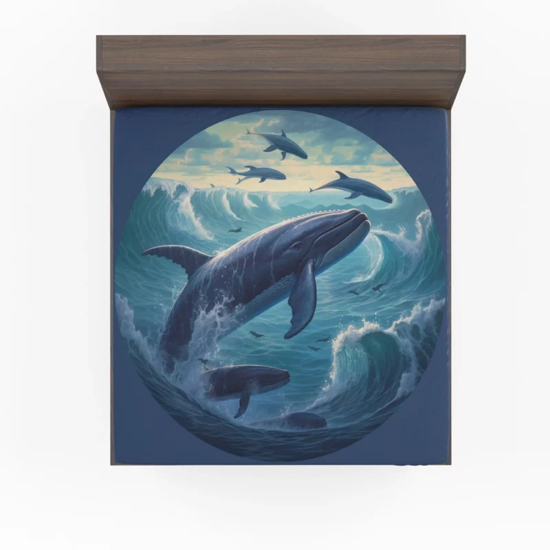 Blue Whale Painting Fitted Sheet