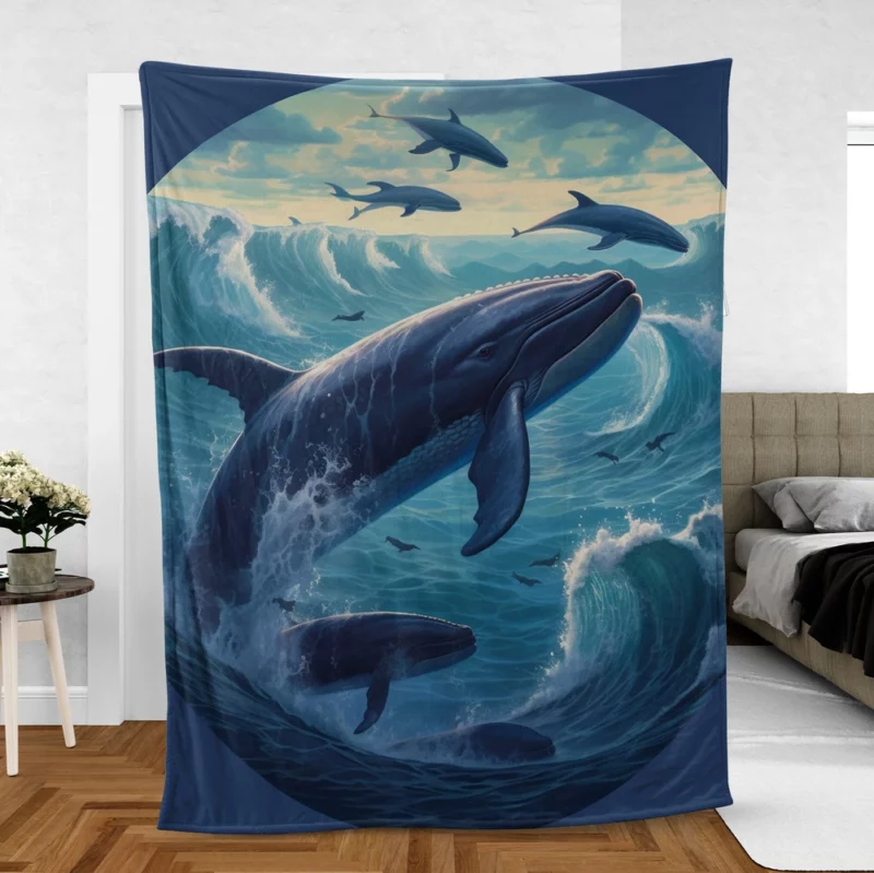 Blue Whale Painting Fleece Blanket