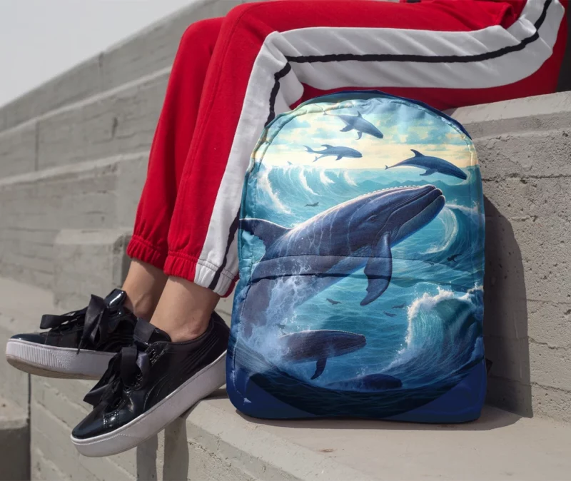 Blue Whale Painting Minimalist Backpack 1