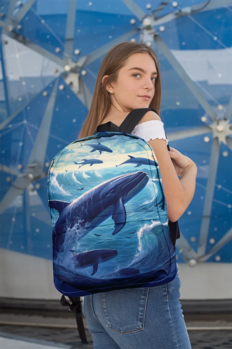 Blue Whale Painting Minimalist Backpack 2