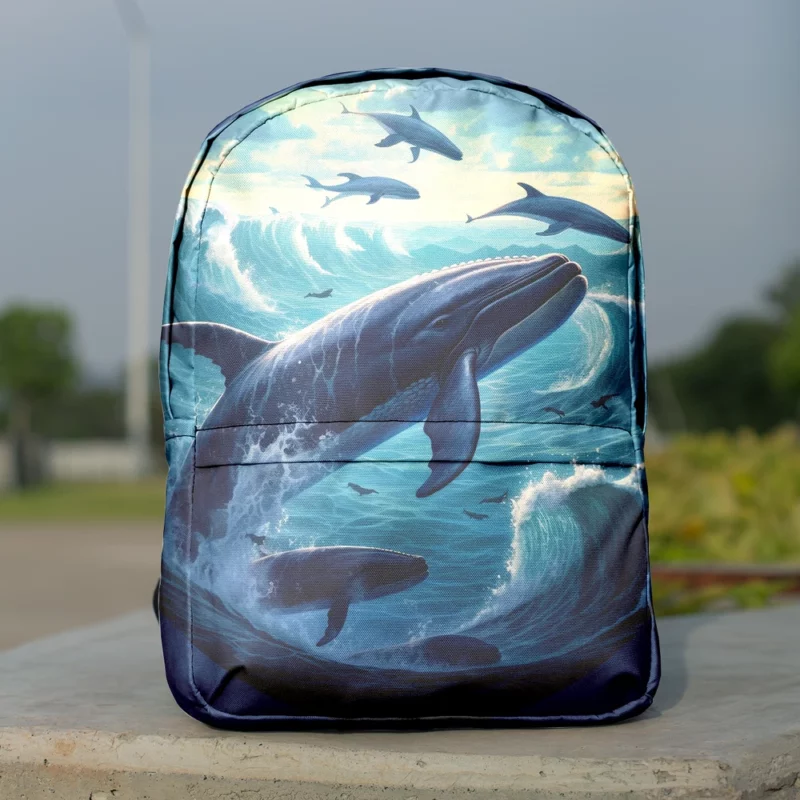 Blue Whale Painting Minimalist Backpack