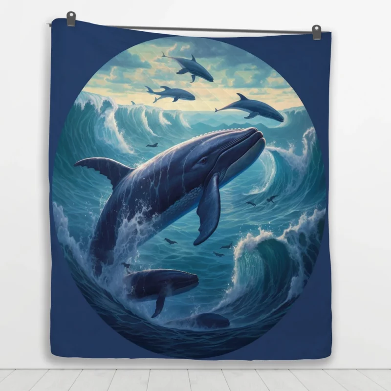 Blue Whale Painting Quilt Blanket 1