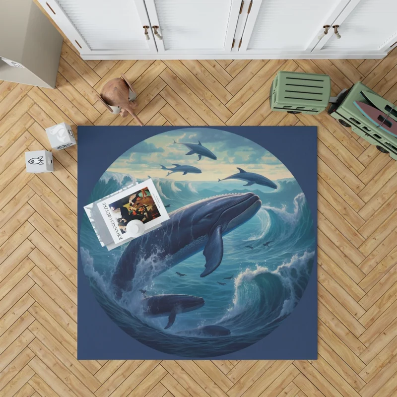 Blue Whale Painting Rug