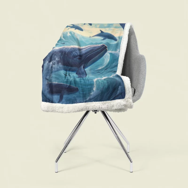 Blue Whale Painting Sherpa Fleece Blanket 1