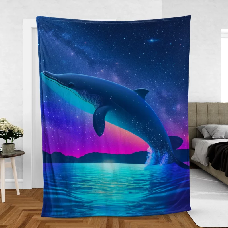 Blue Whale SEA Artwork Fleece Blanket