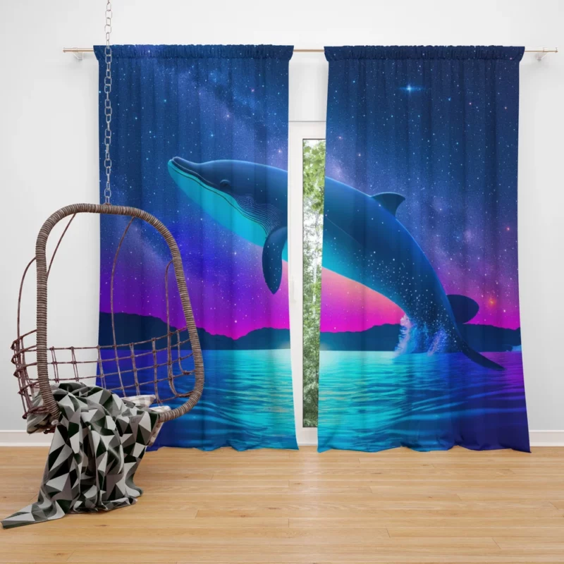 Blue Whale SEA Artwork Window Curtain