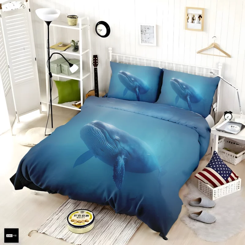 Blue Whales AI Artwork Bedding Set