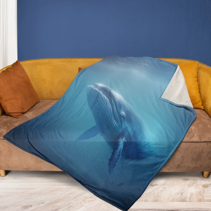 Blue Whales AI Artwork Fleece Blanket 1