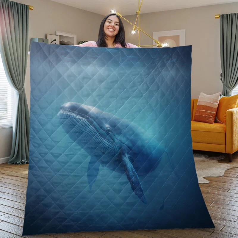 Blue Whales AI Artwork Quilt Blanket