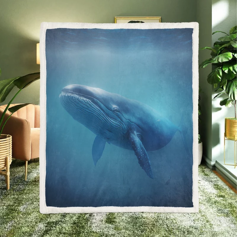 Blue Whales AI Artwork Sherpa Fleece Blanket