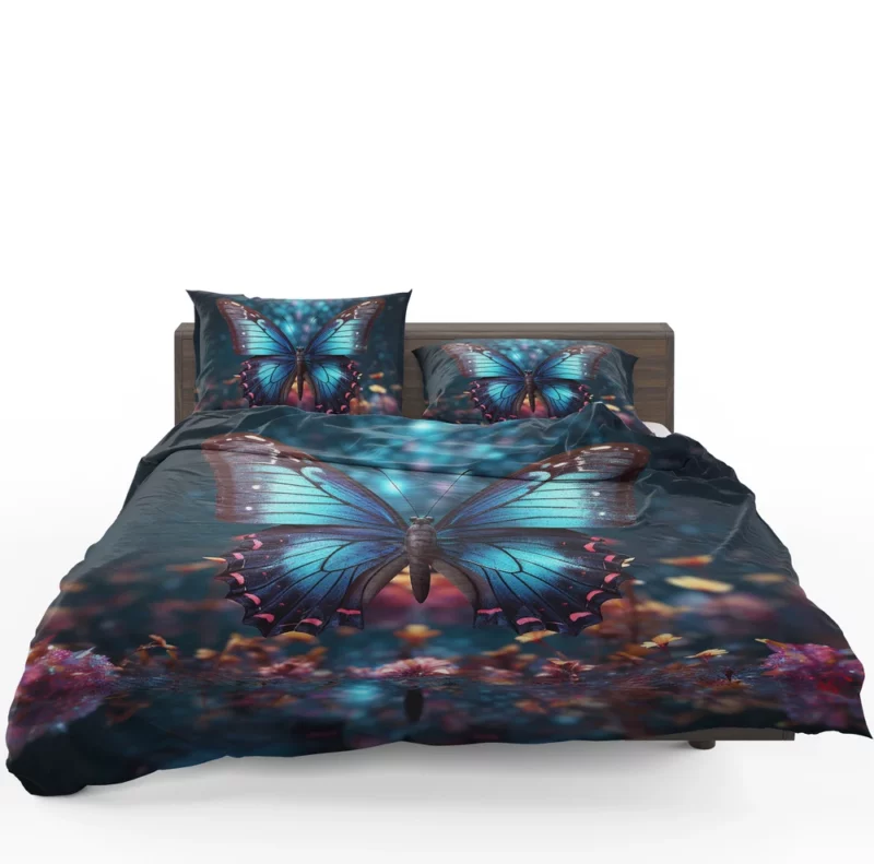 Blue Winged Butterfly Portrait Bedding Set 1