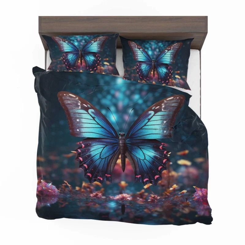 Blue Winged Butterfly Portrait Bedding Set 2