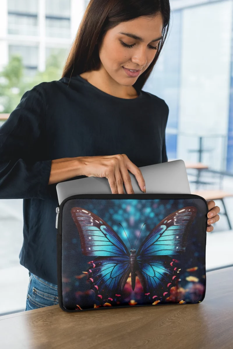 Blue Winged Butterfly Portrait Laptop Sleeve 1