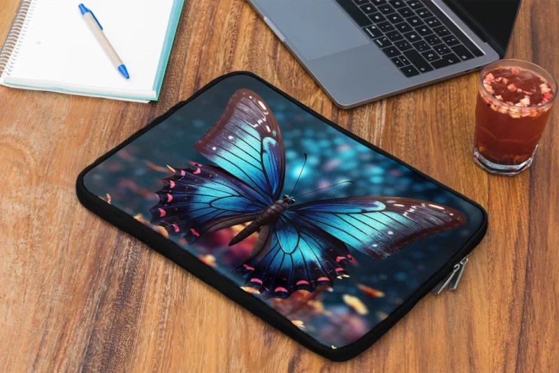 Blue Winged Butterfly Portrait Laptop Sleeve 2