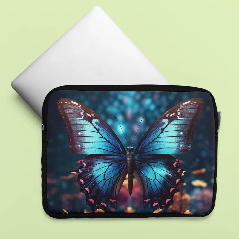 Blue Winged Butterfly Portrait Laptop Sleeve