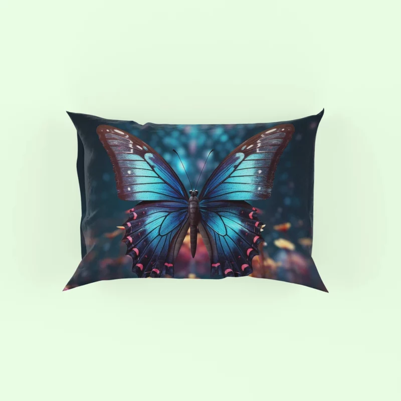 Blue Winged Butterfly Portrait Pillow Case