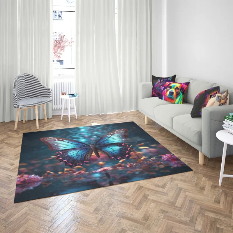 Blue Winged Butterfly Portrait Rug 2