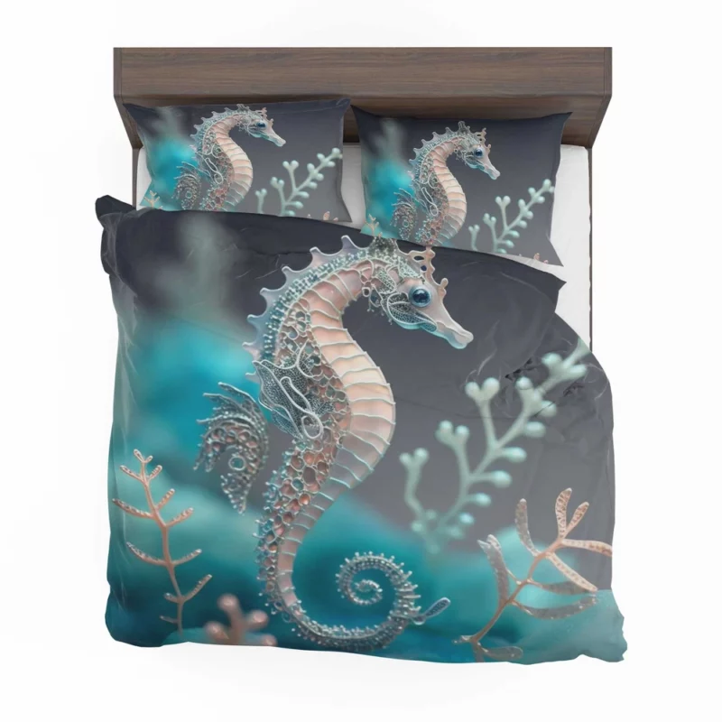 Blue and White Seahorse Bedding Set 2