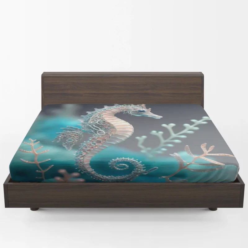 Blue and White Seahorse Fitted Sheet 1