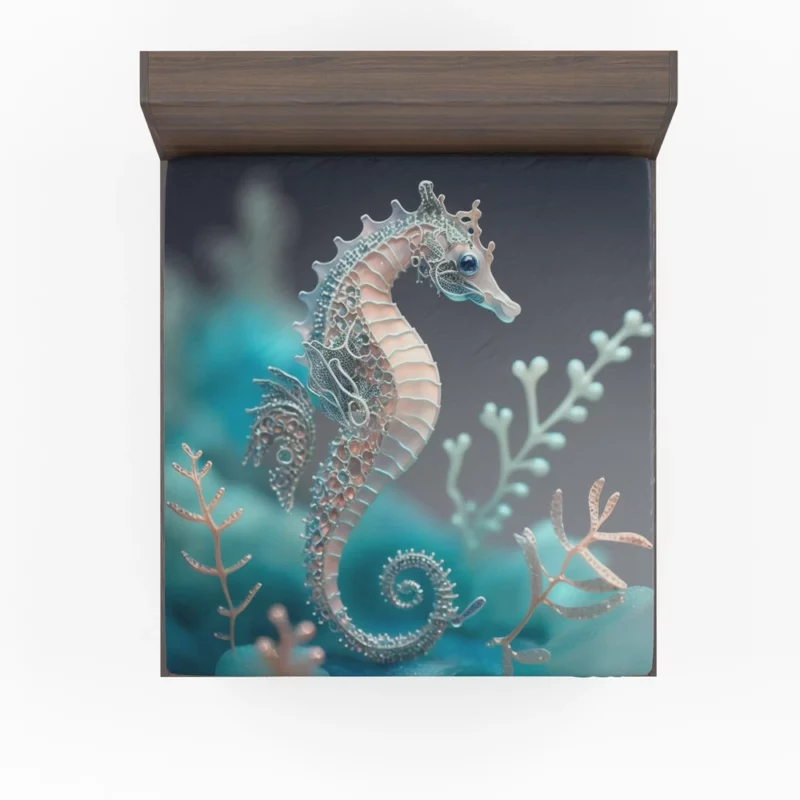 Blue and White Seahorse Fitted Sheet