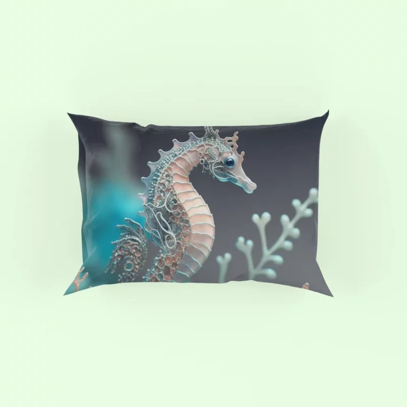 Blue and White Seahorse Pillow Case