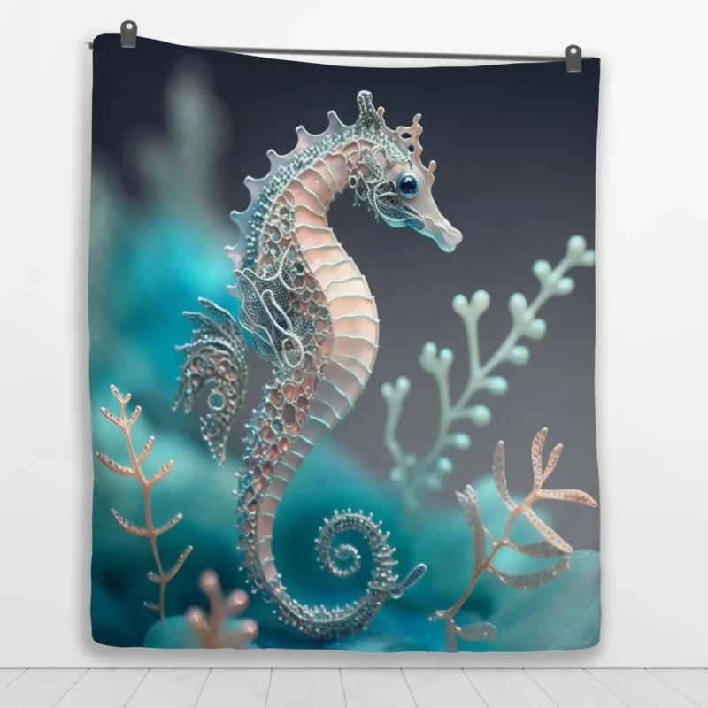 Blue and White Seahorse Quilt Blanket 1