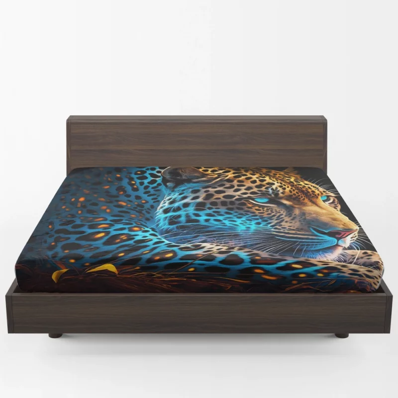 Blue and Yellow Leopard Artwork Fitted Sheet 1