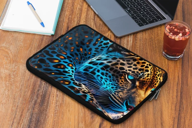 Blue and Yellow Leopard Artwork Laptop Sleeve 2