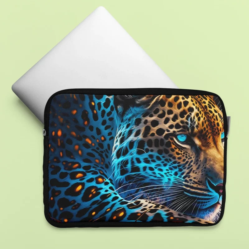 Blue and Yellow Leopard Artwork Laptop Sleeve