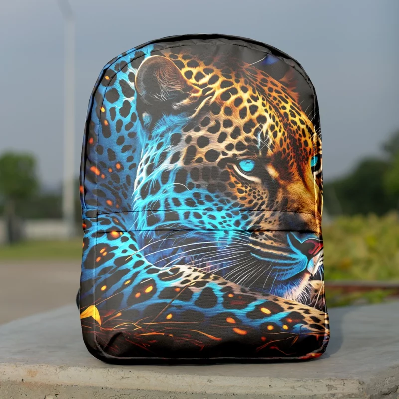 Blue and Yellow Leopard Artwork Minimalist Backpack