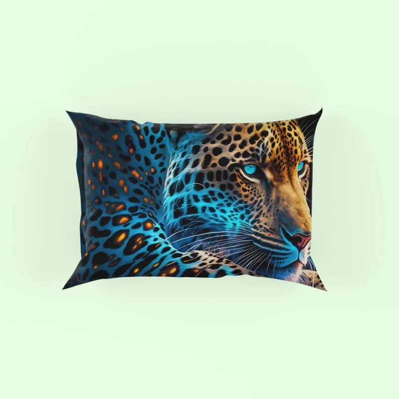 Blue and Yellow Leopard Artwork Pillow Case