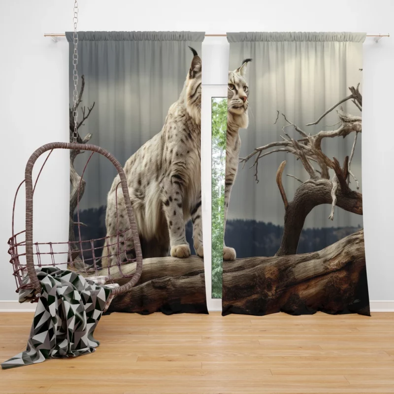 Bobcat Nature Photography Window Curtain