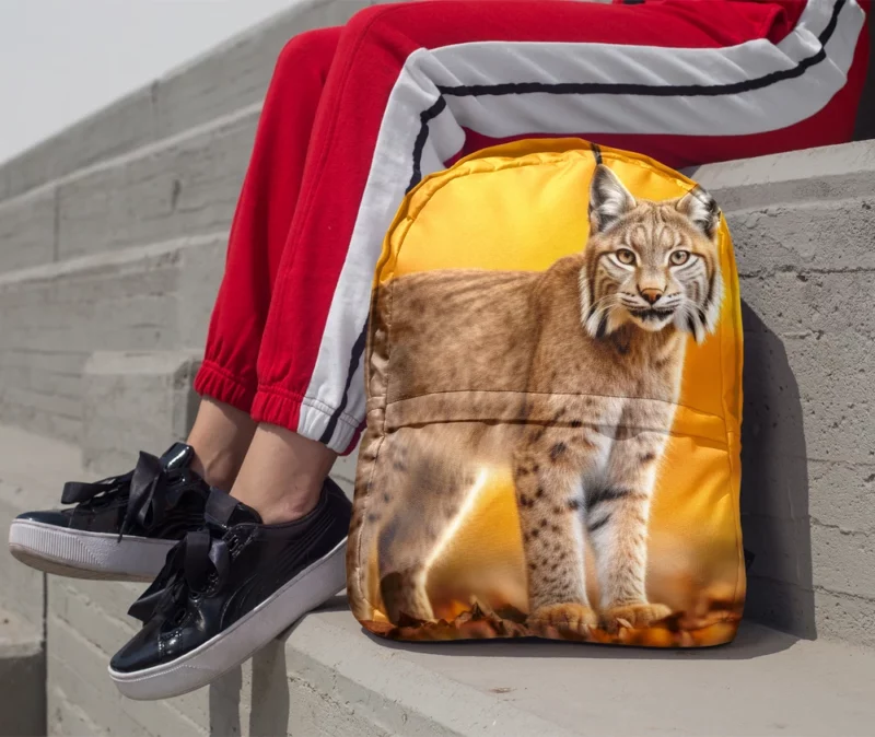 Bobcat in Autumn Season Minimalist Backpack 1