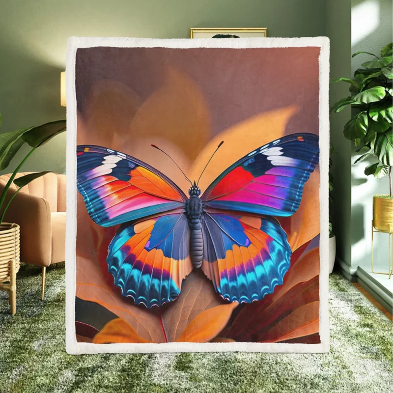 Bright Fiery Butterfly Sherpa Fleece Blanket